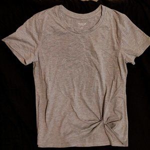 Knotted front, go-active tshirt.women's grey